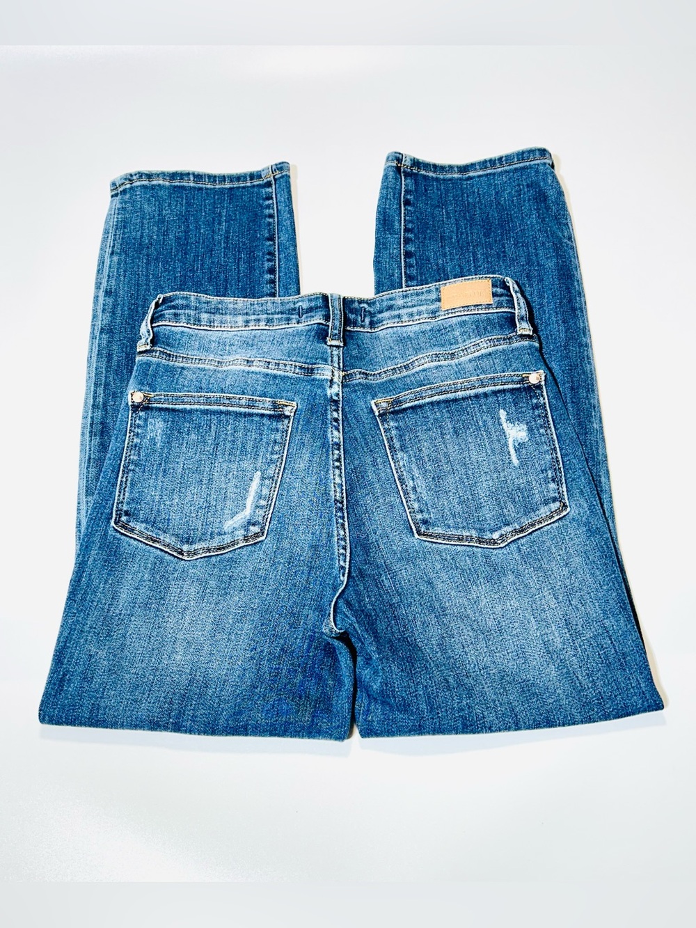 Judy Blue jeans Straight Leg Jeans high rise distressed stretchy women size 27
